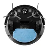 The underside of a black robot vacuum cleaner with two side brushes and a mopping pad attached. Náhľad obrázku produktu