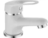 A white and silver faucet against a white background. Produktbild-Vorschau