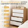 Commode à 4 tiroirs. Meuble de rangement blanc et en chêne. Voir les images du produit 2