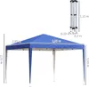 A blue pop-up gazebo with dimensions indicated by measurement lines and text. Produktbild-Vorschau
