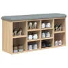 A shoe bench with multiple compartments filled with shoes, shown against a white background. Anteprima dell’immagine prodotto