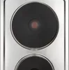 A close-up shot of two electric stove burners on a stainless steel cooktop. Podgląd zdjęcia produktu