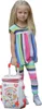A young girl is standing and holding a toy doctor's kit on wheels. Produktbild-Vorschau