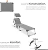 A marketing image showing a folded and unfolded sun lounger with descriptive text. Náhled obrázku produktu
