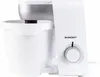 A white Silvercrest kitchen machine with a silver mixing bowl attachment and a control dial on the right side. Produktbild-Vorschau