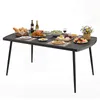 Stół ogrodowy COSTWAY z metalu dla 6 osób, 160 x 90 cm, Podgląd zdjęcia produktu 1