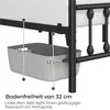 Close-up view of the underside of a bed frame, showing storage space and dimensions. Produktbild-Vorschau
