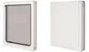 Two views of a white dog door, one showing the flap and frame, the other showing the back. Produktbild-Vorschau