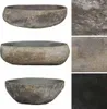 A collage of three stone sinks and three close-up texture samples of stone. Podgląd zdjęcia produktu