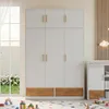 Merax Kinder-Kleiderschrank mit 3 Türen, Kleiderstange und Produktbild-Vorschau 2