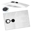 A white vacuum cleaner bag with a black plastic connector is shown against a white background. A close-up inset shows the connector in more detail. Produktbild-Vorschau