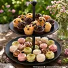 Bekki – czarny stojak na babeczki, 2-poziomowy, Ø 25 cm, Podgląd zdjęcia produktu 3