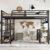 A loft bed with a desk and shelves, set up in a room with a world map on the wall. Náhľad obrázku produktu