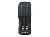 A black VARTA battery charger with two blue LED lights on top. Voir les images du produit