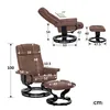 A size chart showing a recliner chair and ottoman with dimensions. Voir les images du produit