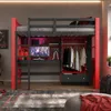 Hoogslaper 90x200 cm, rood-zwart, van hout, met Productafbeelding-voorbeeld 6
