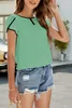 ASKSA Sommer Damen T-Shirt Rundhals Kurzarm Blütenblatt Produktbild-Vorschau 3