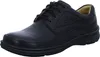 A black leather shoe on a white background. Produktbild-Vorschau