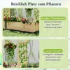 Two images showing a wooden planter box with plants and a trellis with climbing plants. Náhled obrázku produktu