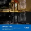 A split image showing a comparison of night vision capabilities of a camera, with the top half showing color night vision and the bottom half showing standard night vision. Text overlays describe the features and brand. Podgląd zdjęcia produktu