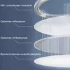 An exploded view diagram showing the layers of a ceiling light. Voir les images du produit