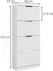 A white shoe cabinet with dimensions indicated by measurement lines and text. Produktbild-Vorschau