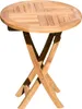 A round wooden folding table with an X-shaped base, photographed against a white background. Produktbild-Vorschau