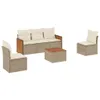 6-tlg. Garten-Sofagarnitur mit Kissen Beige Poly Rattan Produktbild-Vorschau 1