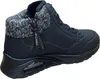 A black Skechers high-top sneaker with a gray knitted collar and a visible air bubble in the sole. Voir les images du produit