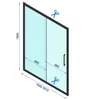 A diagram of a shower door with dimensions and measurement lines. Náhľad obrázku produktu