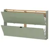 A two-tiered shoe cabinet with green doors and a wooden frame, shown against a white background. Produktbild-Vorschau