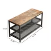 A shoe rack with three shelves and a wooden top, shown against a white background with dimensions indicated by text overlays. Podgląd zdjęcia produktu
