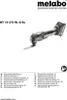 A Metabo multitool is shown on a white background, with the brand logo and product name at the top. A list of languages and corresponding manual page numbers is at the bottom. Náhľad obrázku produktu