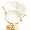 A white bar stool with a gold base and frame, shown from a top-down angle against a white background. Produktbild-Vorschau