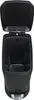 A black trash can with its lid open, viewed from above. Produktbild-Vorschau