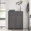 SoBuy Wäscheschrank BZR33-DG in einem modernen Badezimmer mit Handtüchern und Deko Podgląd zdjęcia produktu