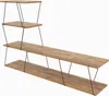 A multi-tiered shelving unit with a wood-grain finish and black metal legs, shown against a white background. Produktbild-Vorschau