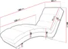 A diagram of a chaise lounge with dimensions indicated by red lines and text. Náhľad obrázku produktu