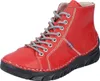 A red lace-up boot with a black sole is shown against a white background. Produktbild-Vorschau
