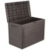 A brown plastic storage box with its lid open, shown against a white background. Podgląd zdjęcia produktu