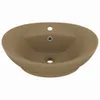 The Living Store Luxus-Waschbecken Überlauf Oval Matt Creme Produktbild-Vorschau 3