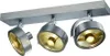 A three-headed track light fixture with a brushed metal finish. Podgląd zdjęcia produktu