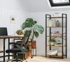 A home office setup with a desk, chair, and bookshelf. Produktbild-Vorschau