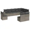 10-tlg. Garten-Sofagarnitur mit Kissen Grau Poly Rattan Produktbild-Vorschau 1