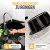 A split image showing a slow cooker being washed in a sink on the left and placed in a dishwasher rack on the right. Text overlays highlight cleaning features. Voir les images du produit