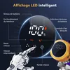 Close-up of a vacuum cleaner's LED display and a robotic hand pointing at it. Voir les images du produit