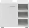 A white bathroom vanity cabinet with a door on the left and open shelves on the right. Anteprima dell’immagine prodotto