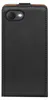 The back of a black leather flip case for a smartphone. Produktbild-Vorschau