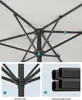 Collage showing the internal structure and material of a patio umbrella. Produktbild-Vorschau