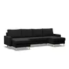 A black U-shaped sectional sofa with wooden legs, shown against a white background. Produktbild-Vorschau